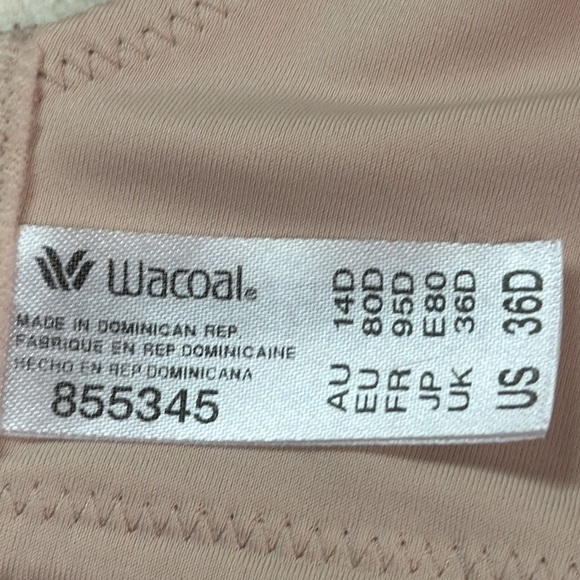 Wacoal Inside Job Side Support Bra Beige Unwire No Padding Nylon Bra Size 36D - Picture 5 of 6